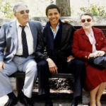 A photo Barack Obama with his grandparents that was taken when he was an undergrad in college sometime in the 1980s. Sadly, I was unable to find an exact date.